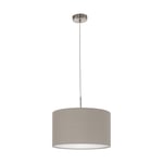 Pendant Light Colour Satin Nickel Steel Shade Taupe Fabric Bulb E27 1x60W