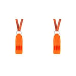 Lifesystems Super-Loud Emergency Triple-Chamber Hurricane Whistle with Lanyard for the Outdoors, Camping and Hiking, Orange (Pack of 2)