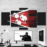 TOPRUN Tom Clancy's Rainbow Six Siege Minimalist Fuze Logo 5 pieces wall art canvas for living room Home Wall Decoration 5 panel canvas picture for bedroom Background art Decor xxl 150x80CM Framework