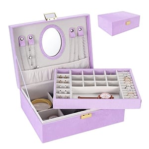 Boîte à Bijoux 2 Niveaux En Simili-cuir Pour Marraine - Cadeau Personnalisé Avec Miroir, Idéal Pour Rangement Et Voyage