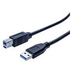 Cordon éco USB 3.0 type A / B noir - 0,5 m