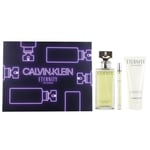 Calvin Klein Eternity 100ml Eau de Parfum Spray, Body Lotion, 10ml Purse Spray Gift Set for Women