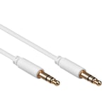 WHITE 1m SLIM 3.5mm Stereo Jack Male to Male Plug Audio Headphone Car Aux Cable
