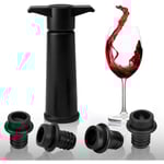 Vinpump Vakuumpump med 4 vinproppar (svart)