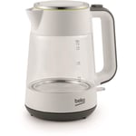 Beko WKM6321W Glass Kettle, White, 1.7 Litre, 2400W, Energy Class A, 360 degree connection, Limescale Filter, Boil Dry Protection