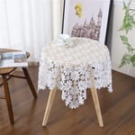 Inmerget 2PCS White Lace Small Square Tablecloth Bedside Table Covers with Elegant Floral Patterns 90x90cm