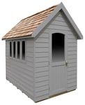 Forest Garden Overlap Retreat Shed - 8x5ft, Grey, Installed Grey