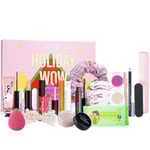 Julkosmetik Adventskalender Xmas Countdown Makeup Surprise Blind Box, Inkludera läppglans, Blush, Eyebrow Kit Party Present