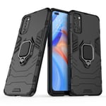 FanTing Case for Oppo Reno4 5G, Rugged and shockproof,with mobile phone holder, Cover for Oppo Reno4 5G-Black