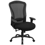 Flash Furniture Hercules Series 24/7 Intensive Use Big & Tall 400 lb. Rated Mesh Multifunction Swivel Ergonomic Office Chair with Synchro-Tilt, Metal, Black, Set of 1