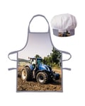 Carbotex Blå traktor - Kockset: Förkläde & kockmössa