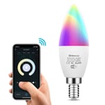 Orbecco Smart Candle Light Bulb, Smart WiFi E14 Base Candle Light Bulb 5W, RGB+W, Model Number C37, Compatible with Alexa Echo, Google Home, 16 Million RGB + Cool White + Warm White, White