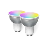 4VWIN WiFi Smart Bulb RGBCW GU10 6W Color Temperature & Multi Colour Adjustable Controls with APP No Hub Required (2 Pack, RGB+2700K~6000K)