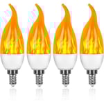 E14 LED-lampa, 3 Watt LED-flamlampa med 3 ljuslägen, 1800k vintage dekorativa lampor - 4-pack