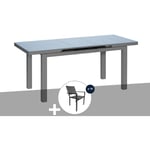Jardiline - Table à manger d'extérieur extensible en aluminium gris Ibiza anthracite avec 10 fauteuils