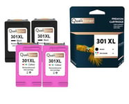 QUALITONER - 4 Cartouche compatible pour HP 301 XL (x2) + 301CL XL (x2) 301XL (x2) + 301CLXL (x2) Noir + Couleur pour HP DeskJet 1000 1010 1050 1050 a