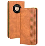 TANYO Leather Folio Case for Huawei Mate 40 Pro, Premium PU/TPU Wallet Cover with Card and Cash Slots, Flip Magnetic Closure Shell - Brown