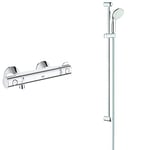 GROHE 34558000 | Grohtherm 800 Shower Thermostat + Grohe, Tempesta Hand-held Shower Head, Chrome, 2 Strahlarten