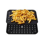 Tower TLINER6 Pack of 2 Reusable Rectangular Air Fryer Liners, Suitable for Most 9L Dual Zone Basket Air Fryers Including Ninja Foodi, Non-Stick, Dishwasher Safe, Black