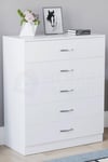 Vida Designs Riano 5 Drawer Chest of Drawers Storage Bedroom Furniture