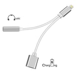 Cable Double Adaptateur port Lightning avec prise Jack 3.5 mm pour téléphone smartphone Couleur Argent -Visiodirect -