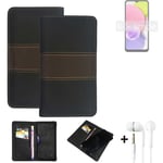 Phone Case + earphones for Samsung Galaxy A03s Wallet Cover Bookstyle protective