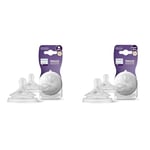 Philips Avent Lot de 2 tétines pour biberon à Réponse Naturelle 0% BPA & Avent Lot de 2 tétines pour biberon à Réponse Naturelle 0% BPA, Débit 4 pour Bébé de 3 mois + (modèle SCY964/02)