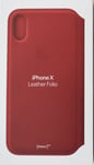 Genuine Original Official Leather Folio Flip Case Red for Apple iPhone X / XS