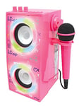 Lexibook Mattel Barbie-Enceinte Portable Bluetooth Micro, karaoké, Effets Lumineux, sans-Fil, USB, Carte SD, Batterie Rechargeable, Rose, BTP180BBZ