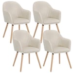 WOLTU Lot de 4 Chaises de Salle à Manger Chaise de Loisirs en Velours et Bois Massif,Chaises de réception Crème Blanc BH95cm-4