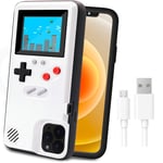 Game Console Case for iPhone,LucBuy Retro Protective Cover Self-powered Case with 36 Small Game,Full Color Display,Shockproof Video Game Case for iPhone 12 Pro Max - White