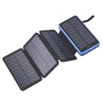 Multifunctional Outdoor Waterproof Solar Mobile Power Supply 20000Mah Folding Lighting 4 High-Power Portable Charging Treasure,Blue