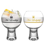 iStyle My Home 2 Piece Ikonic Lord & Lady Gin Glasses Set - Decorated Short Stem Spanish Balloon Copa de Balon Gin and Tonic Glass - 540ml
