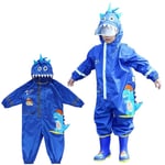Raincoat, Children's Raincoat, Hooded Boy's Rain Coat Jacket Reusable Waterproof Emergency Raincoat with Sleeves,Blue,M