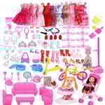 118 delar Barbie accessoarer leksaker DIY materialpaket dockkläder hängande kjol barn