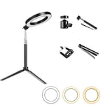 8inch selfie ring light with tripod stand 360° Rotated ring light for makeup USB Powered Desk selfie light