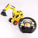 Steering Wheel Remote Control Excavator Toy Children Remote Control Digger RC Construction Toys Engineering Vehicle Construction Tractor Toy