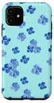 iPhone 11 Blue and Turquoise Floral Blossom Summer Botanist Pattern Case