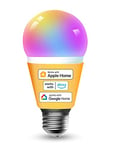 Refoss Ampoule WiFi Connectée,E27 LED Intelligente Ampoule,Smart Bulb Compatible avec Apple HomeKit,Siri,Alexa et Google Home,9W 810LM 2700K-6500K RGBWW Dimmable Multicolore (Équivalent 60W),1 pièce