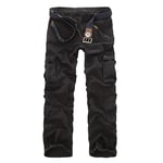 WDXPYA Men'S Cargo Pants,Mens Cargo Combat Work Trousers Military Tactical Cotton Casual Hiking Black 9 Pockets Pants Trouser,36