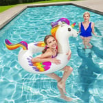 Kids Inflatable Colorful Ride-On Design Unicorn Beach Pool Float Swimming Ring