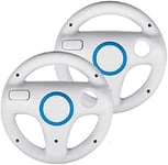 TheMax White Pack 2 Wheel Steering wii Controller Design Stand Mario Kart Racing