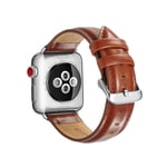 Apple Watch Series 7/6/SE/5/4/3/2/1 - 45/44/42mm - Ægte læder rem - Brun