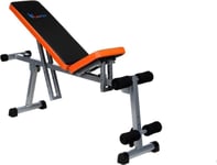 Sportbänk - multifunktionell viktbänk - justerbart ryggstöd - svart & orange