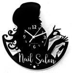 Instant Karma Clocks Wall Clock Make Up Salon Beauty Beautician Shop Manicure Nail Polish, Black Wood, 12 inch/ 30cm