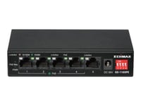 Edimax Gs-1105Pe - Switch - Long Range, Dip Switch - Ohanterad - 4 X 10/100/1000 (Poe+) + 1 X 10/100/1000 - Skrivbordsmodell, Väggmonterbar - Poe+ (60 W)