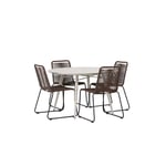 Venture Home Matgrupp Lina Bord med 4 Lindos Stolar Dining Table - Beige Round 120 cm +Lindos Diningchair GR23426
