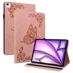 Apple iPad Air 11 6th Gen (2024) Fodral med fjärilar, Rosa