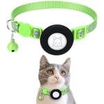 Kattehalsbånd med AirTag Silikondeksel og Reflekser - Lime Grønn