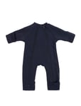 Jumpsuit, Merino Wool W. 2 Zip, Navy Outerwear Fleece Outerwear Fleece Coveralls Navy Smallstuff